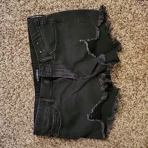 Black express denim shorts